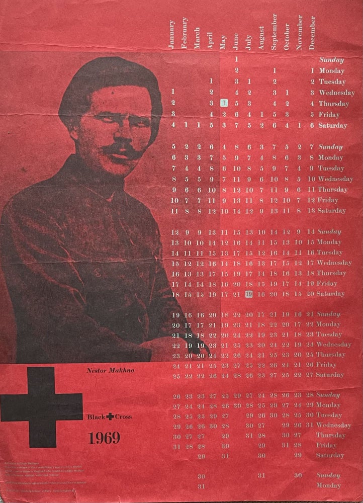 Item #515233 Nestor Makhno. Black Cross 1969 Calendar Poster. Designer Unknown.