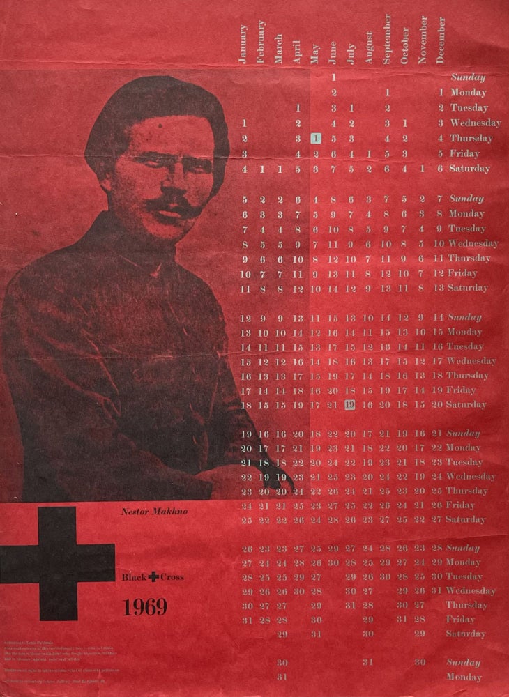 Item #515234 Nestor Makhno. Black Cross 1969 Calendar Poster. Designer Unknown.