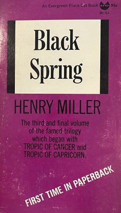 Item #520233 Black Spring. Henry Miller