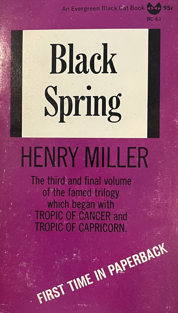 Item #520233 Black Spring. Henry Miller.