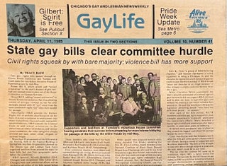 Item #521231 Chicago's Gay Life, Volume 10, Number 41, April 11, 1985. Publisher Chuck Renslow