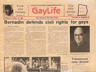 Item #521232 Chicago's Gay Life, Volume 10, Number 42, April 18, 1985. Publisher Chuck Renslow