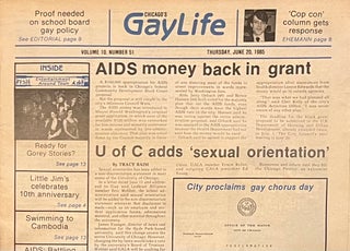 Item #521241 Chicago's Gay Life, Volume 10, Number 51, June 20 1985. Publisher Chuck Renslow