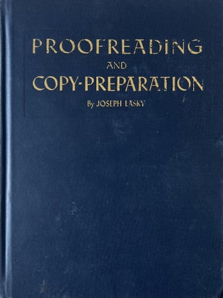 Item #523202537 Proofreading and Copy-Preparation. Joseph Lasky