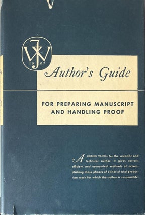 Item #523202538 Author's Guide for Preparing Manuscript and Handling Proof. John Wiley