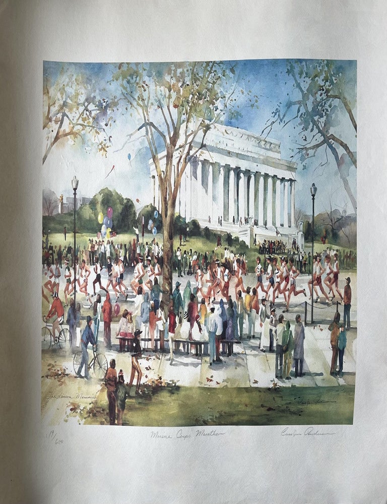 Item #531202505 The Marine Corps Marathon 1983 'Lincoln Memorial' Signed and Numbered Poster. Carolyn Anderson.