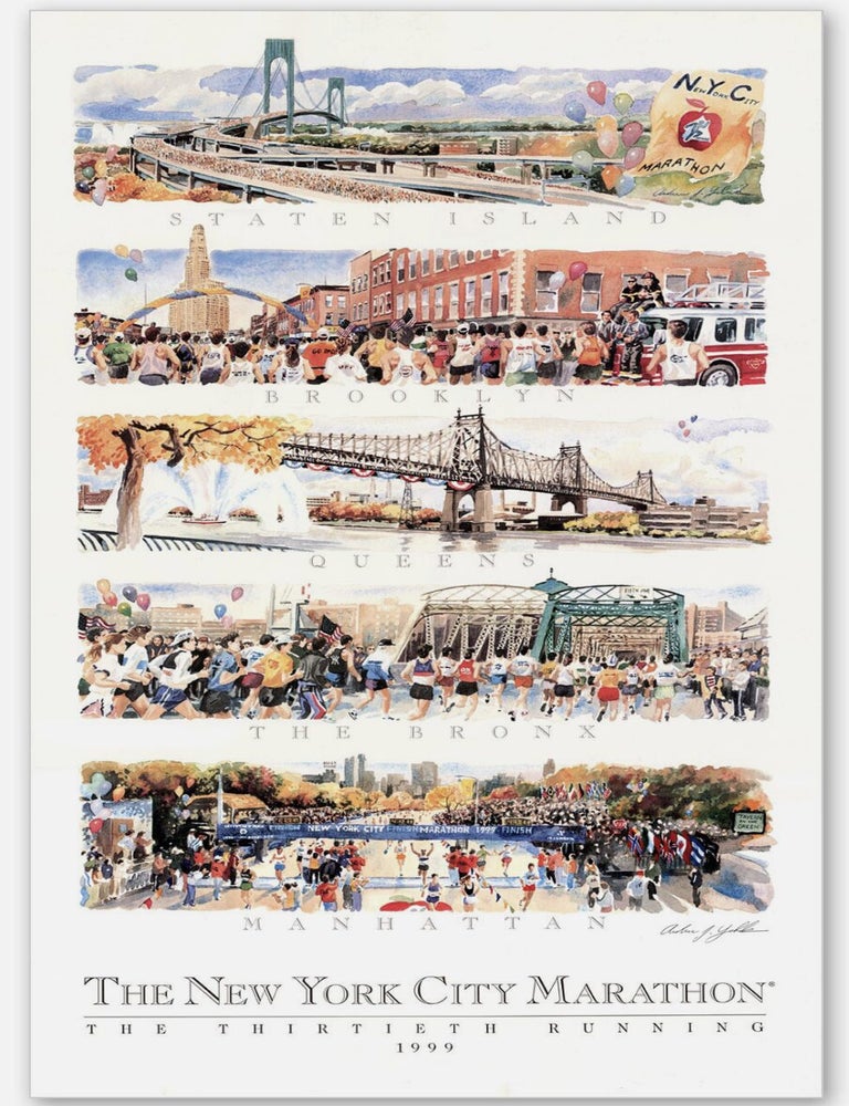 Item #531202509 1999 New York City Marathon 'The Century's Final Marathon' Signed and Numbered Poster. Andrew Yelenak.