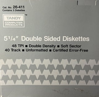 Item #600015 Two 1970s Era 5 1/4" Tandy [Radio Shack] Double-Sided Floppy Disks and Storage Box