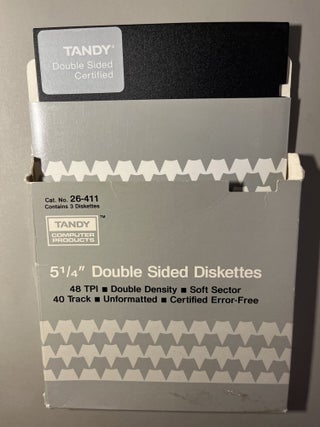 Two 1970s Era 5 1/4" Tandy [Radio Shack] Double-Sided Floppy Disks and Storage Box