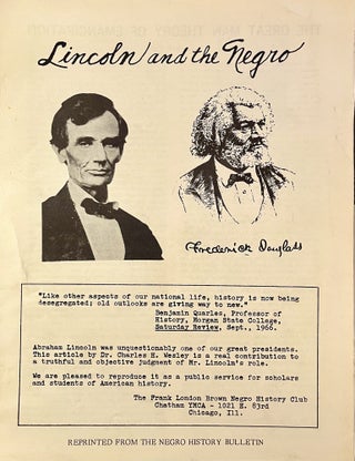 Item #609202608 Lincoln and the Negro; The Great Man Theory of Emancipation [Frank London Brown...