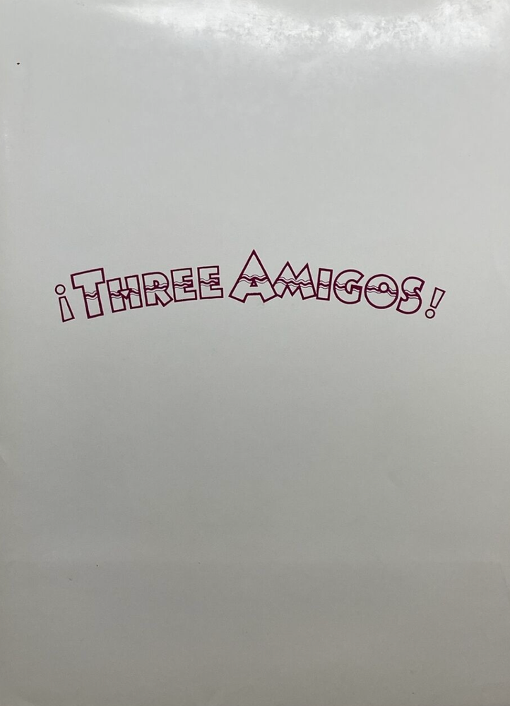 Item #7000539 An Orion Pictures Promotional Press Kit/Manual for the 1986 Western Comedy Three Amigos. Steve Martin Lorne Michaels, Randy Newman.