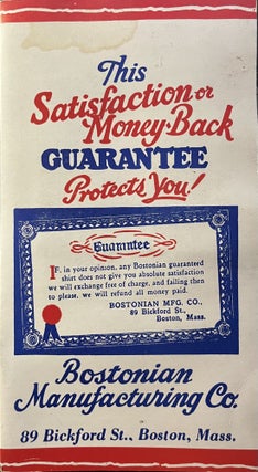 A Bostonian Manufacturing Co. Salesman's Fabric Sample Book "This Satisfaction or Money Back Guarantee Protects You!"