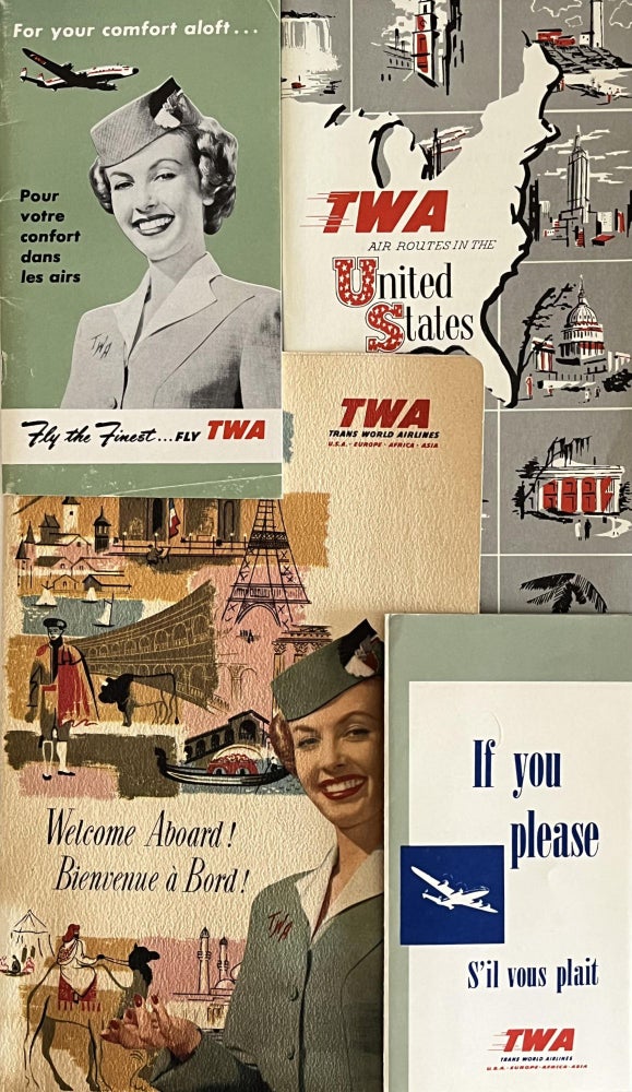 Item #700068 A Grouping of Eleven [11] Pieces of Mid-Century Trans World Airlines [TWA] Travel Ephemera