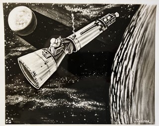 Item #700444 Two B&W Press Photographs of Associated Press Mid-Sixties Illustrations of Gemini...