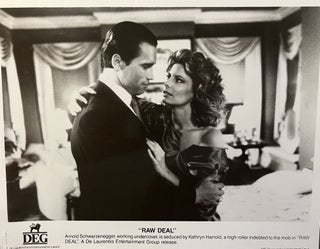 Item #700473 A B&W Press Photograph for the 1986 Schwarzenegger Film "Raw Deal"