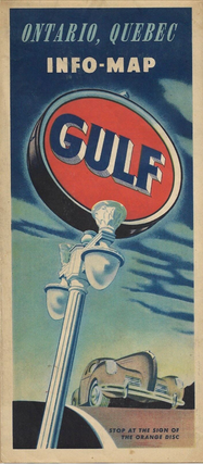 Item #700521 Two [2] Circa 1945 Gulf Oil Info-Maps Wisconsin/Minnesota and Ontario, Quebec