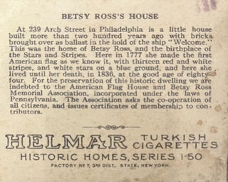 1910-11 Helmar Historic Homes: Home of Betsy Ross Tobacco Card