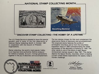 A Grouping of 1970s-1980s American Philatelic Program Guides, Commemorative Cards and Envelopes Honoring the U.S. Space Program